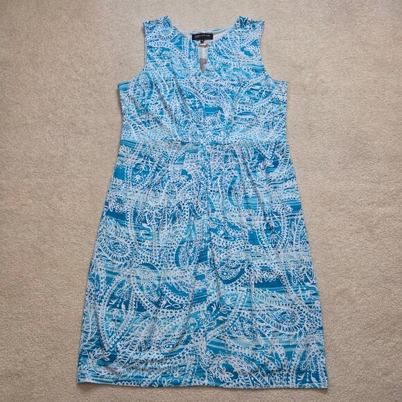 Jones New York Dresses & Skirts - NWT Jones New York XL Jersey Pullover Sleeveless Summer Dress Turquoise White